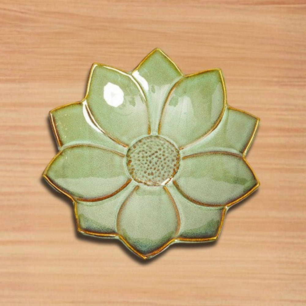 dark green flower shaped ceramic fruit platter elegant serveware for fruits snacks desserts and stylish table presentation